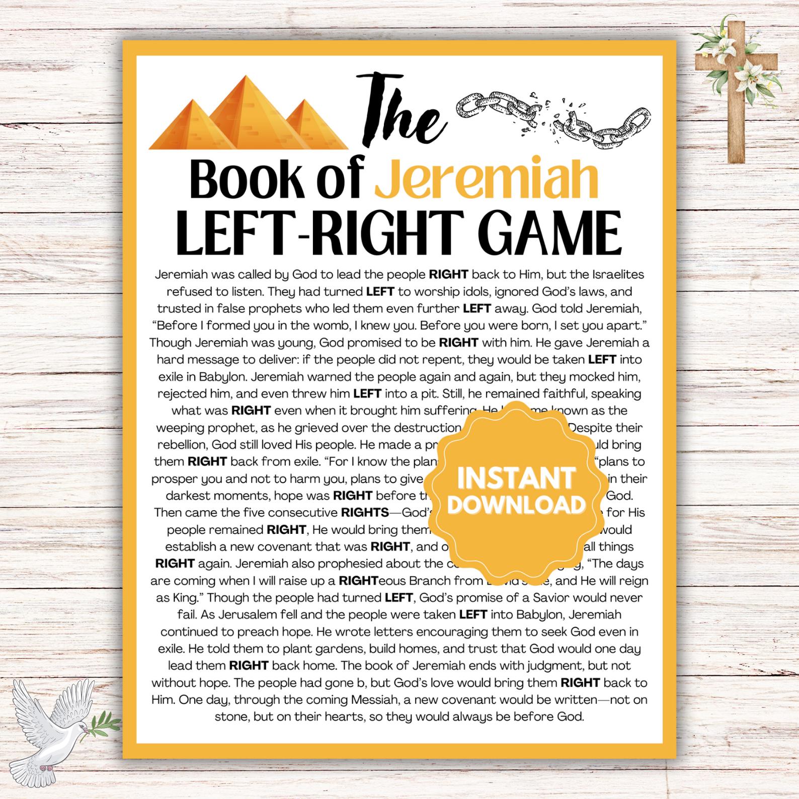 Jeremiah Bible Game L Bible Left-right Game L Sunday School Church ...