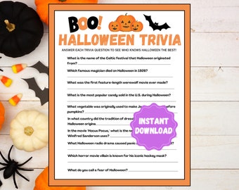 Halloween Trivia | Halloween Party Game | Halloween Trivia Game | Printable Halloween Game | Halloween Fact or Fiction | Includes Answer Key