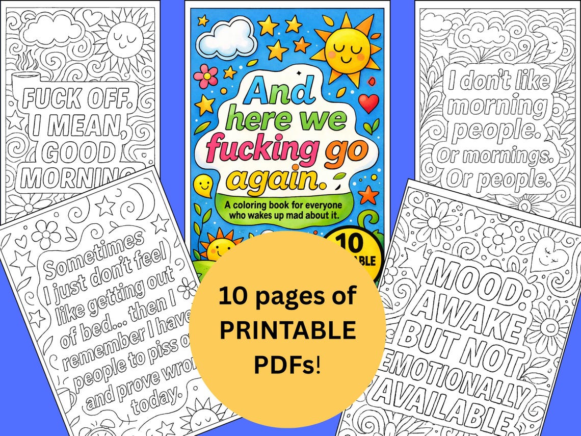 Use Again Coloring And Here We Fucking Go Again Coloring Book | Funny Adult Coloring Pages ...