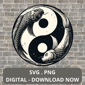 4 Koi Yin Yang Fish SVG | Koi Fish Yin Yang | Koi Fish Art | Koi Fish Vector | Koi Fish Illustration | Yin Yang Fish Koi PNG Sublimation