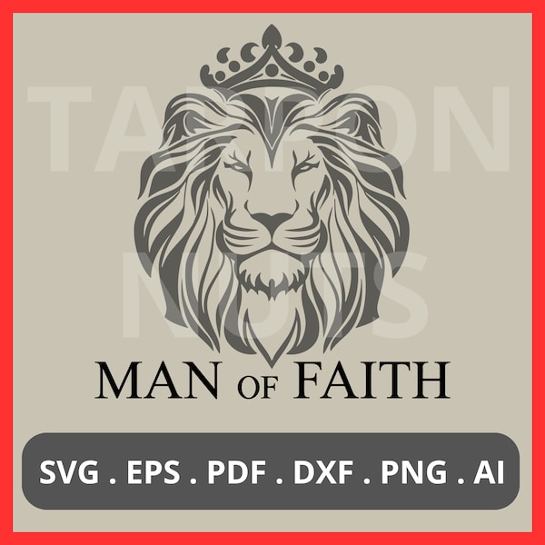 Man of Faith Svg | Lion logo Svg | Spiritual logo design | Inspirational lion artwork | Religious lion Png | Lion with crown vector