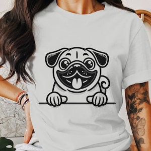 Cartoon Pug Svg | Black and White Pug Png | Cute Dog Svg | Pug Clipart | Pug Vector | Pet Svg | Cartoon Pet Png | Happy Pug Svg