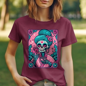 Die Kaffee-Tarot-Karte Svg | Cartoon-Skelett-Svg | Tag der Toten Png | Florale Skelettkarte | Skelett-Karte Png | Humorvolle Kaffeekarte