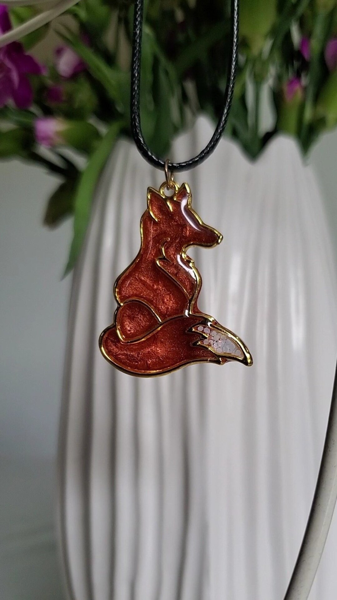 Red Fox Necklace Jewellery for Nature Lovers Sparkly Resin Etsy UK
