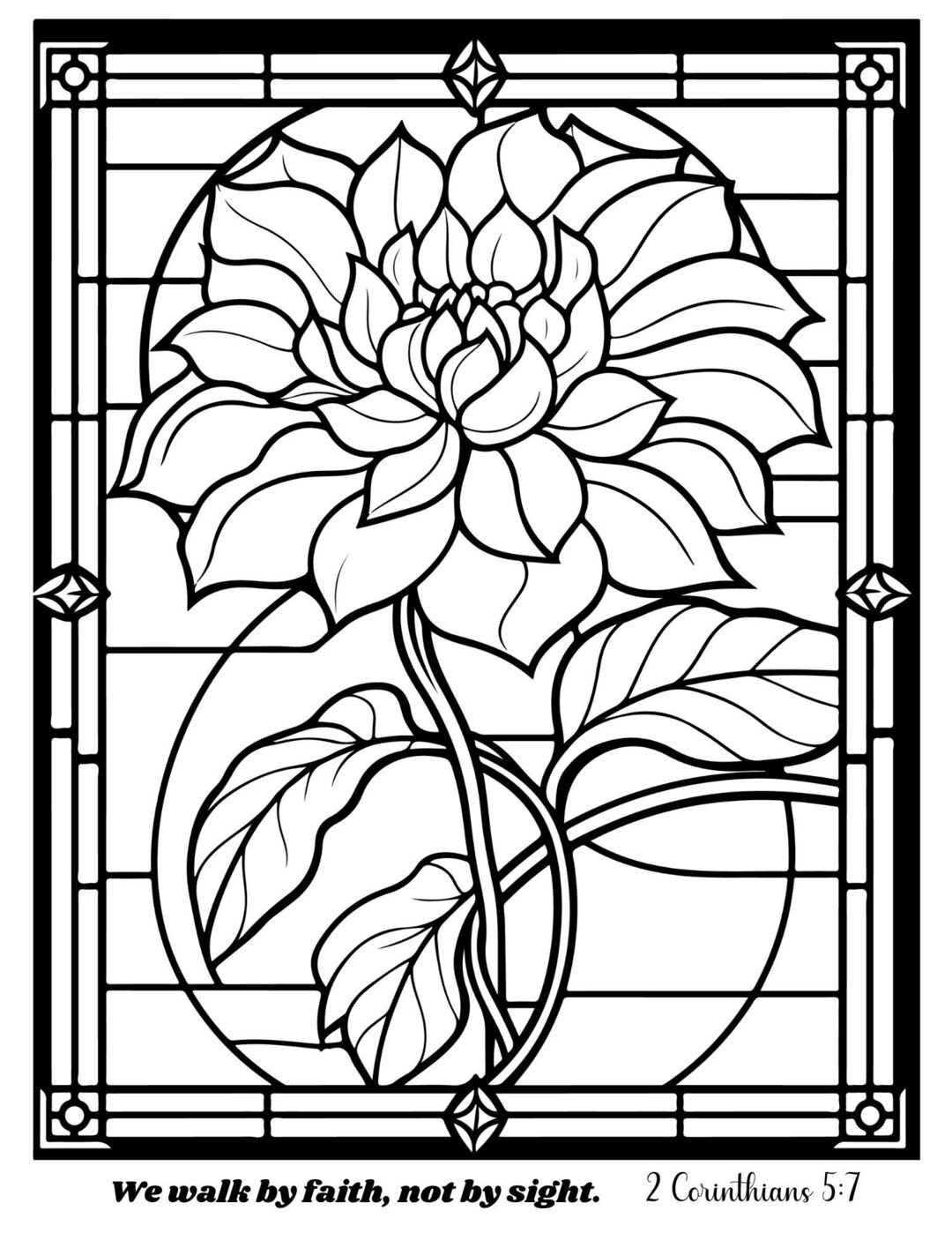 Faith and Flowers 2 Adult Coloring Pages With Beautiful Stained Glass ...