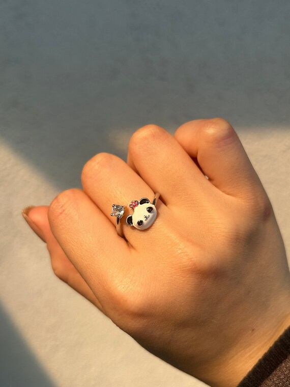 Panda Bear Ring Jewelry Gift for Panda Lovers Animal Ring
