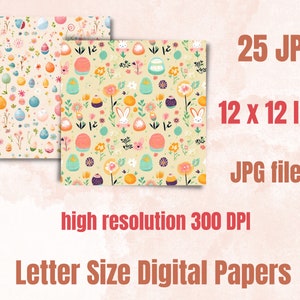Printable Cute Easter Digital Paper, Nursery Bunny Ephemera Collage ...