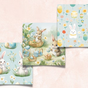 Printable Cute Easter Digital Paper, Nursery Bunny Ephemera Collage ...