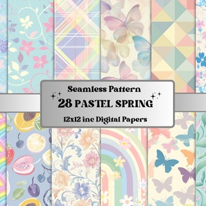 Nahtloser Pastellfrühlings-Digital-Papier, weiches botanisches nahtloses mit Blumenmuster, Pastellblumen-Hintergrund, Frühlingsgarten-Muster, Scrapbooking