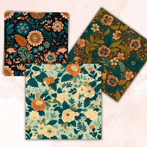 Boho Floral Digital Paper, Boho Flowers paper pack, floral journal and scrapbooking pages, Bohemian Flowers Backgrounds, Floral Card Pack