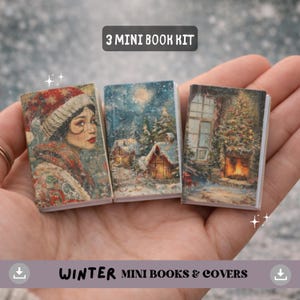 Winter Mini Buch-Serie | 3er Set faltbare Mini-Bücher | Gemütliche Winter Junk Journal Einsätze, Falten & Schneiden Mini Journals, Winter Ephemera Kit