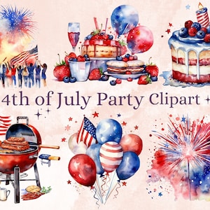 26 PNG acquerello 4 luglio Clipart Bundle, png patriottico, clipart del giorno dell'indipendenza, Clipart del 4 luglio, sublimazione della bandiera americana