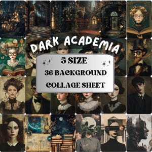 Dark Academia Collage Paper, Whimsy Surreal Academy Mixed Media Art Sheet, Whimsical Ephemera Images, School Junk Journal, Scrapbook Paper