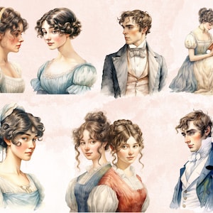 45 PNG Watercolor Pride and Prejudice Clipart, Jane Austen Png ...