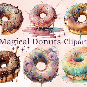 30 PNG Watercolor Donuts Clipart, Donut Clip Art, Dessert Clipart Watercolour Bundle, Sweet Bakery Food Clipart, Donut png, Donuts png set