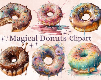 30 PNG Watercolor Donuts Clipart, Donut Clip Art, Dessert Clipart Watercolour Bundle, Sweet Bakery Food Clipart, Donut png, Donuts png set