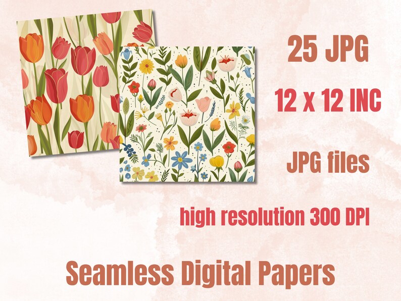 Seamless Hello Spring Digital Paper, Spring Botanical Seamless Pattern ...