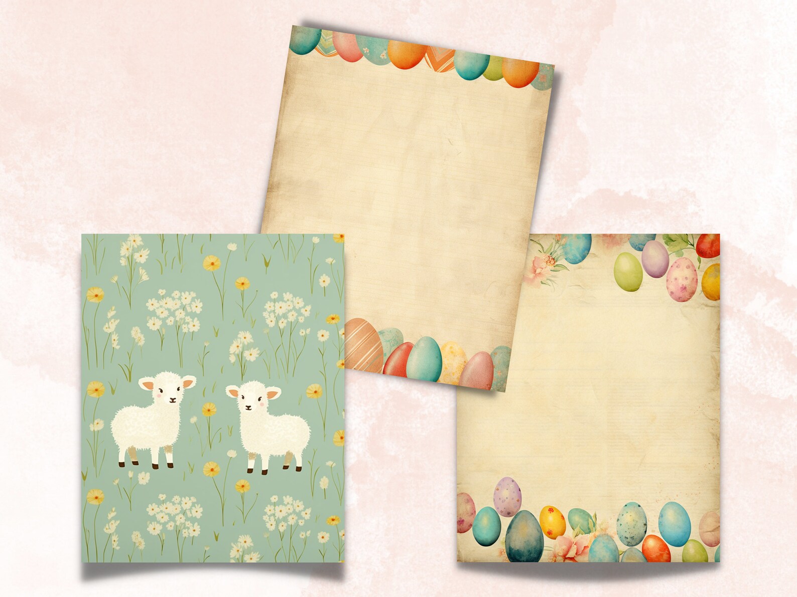 Printable Spring Easter Digital Paper, Nursery Bunny Ephemera Collage ...