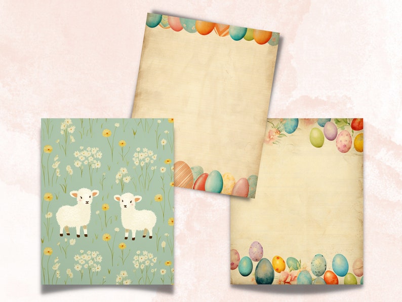 Printable Spring Easter Digital Paper, Nursery Bunny Ephemera Collage ...