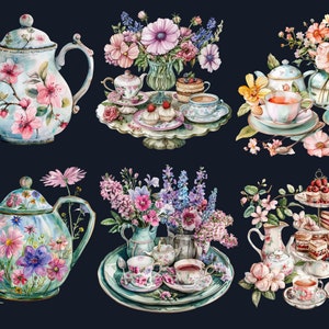 45 PNG Watercolor Spring Tea Time Clipart, Floral Spring Tea Party ...
