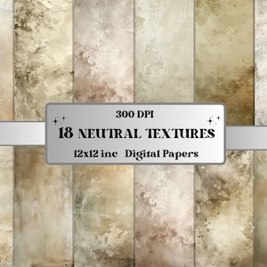 Neutral Texture Digital Paper Pack, Elegant Beige Neutral Background Pages, Portrait Studio Backdrop, Printable Grungy Ephemera Scrapbook