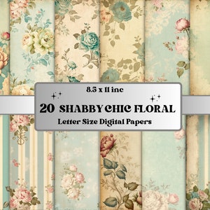Pagine JPG stampabili Shabby Chic Floral Junk Journal Digital Paper Pack, Shabby Chic Scrapbook Paper, Vintage Journal Pages Ephemera Collage
