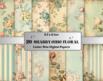 Printable JPG Pages Shabby Chic Floral Junk Journal Digital Paper Pack, Shabby Chic Scrapbook Paper, Vintage Journal Pages Ephemera Collage