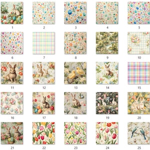 Printable Spring Easter Digital Paper, Floral Ephemera Collage, Easter ...