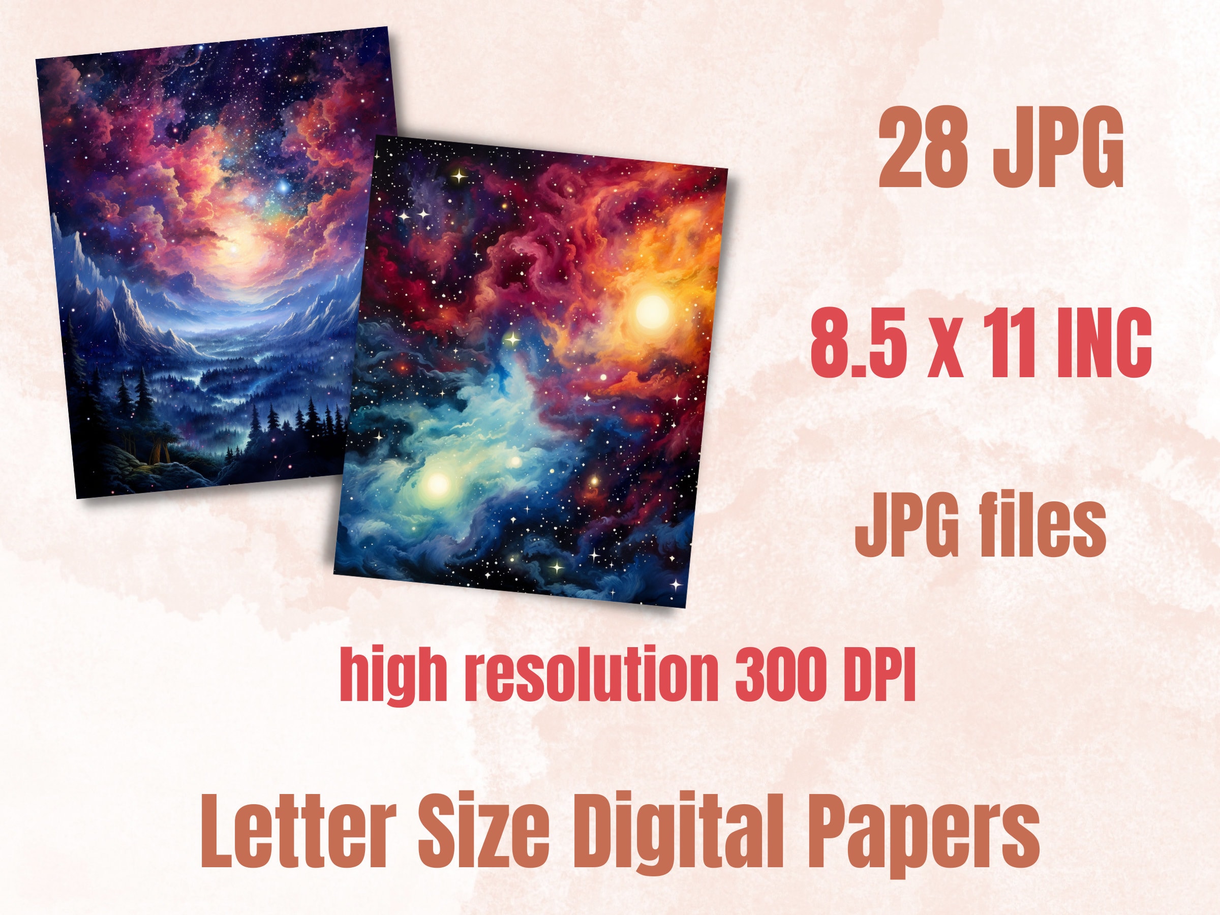 Printable Starry Galaxy Digital Paper, Starry Night Sky Background ...