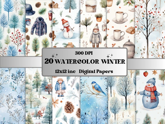 Winter Scrapbook Paper: Winter Ephemera Scrapbook Paper for junk