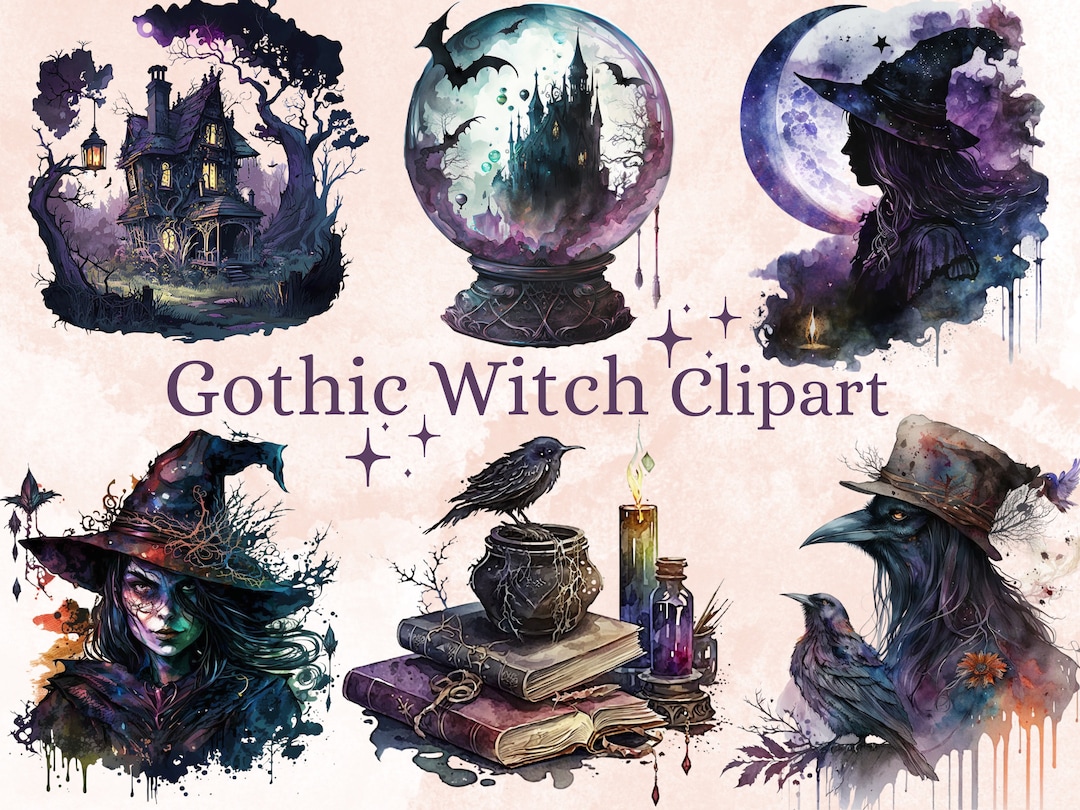 42 PNG Watercolor Gothic Witch Clipart, Gothic Witchcraft Clip Art ...