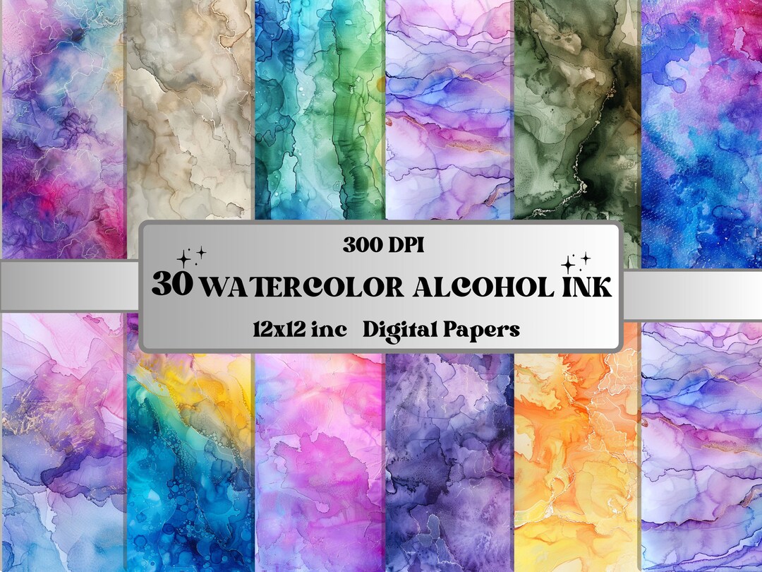 Watercolor Alcohol Ink Texture Digital Paper, Alcohol Inked Junk ...