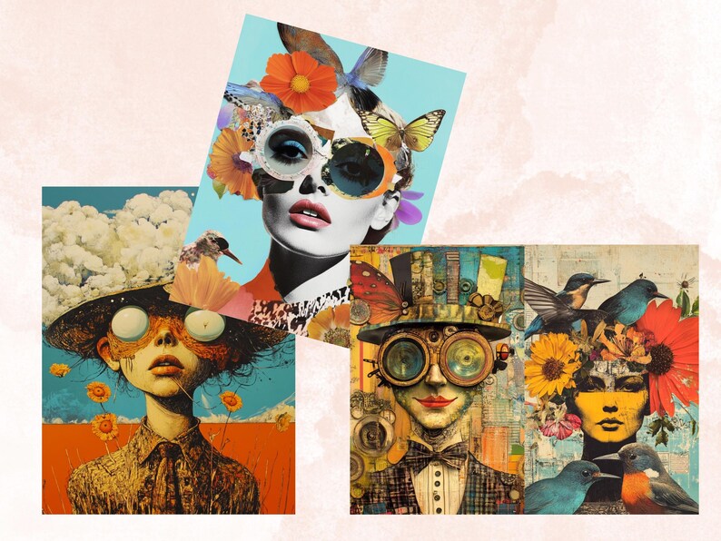 Whimsy Pop Whimsy Pop Art Collage Paper Kit, Surreal Background, Mixed Media Sheet ...