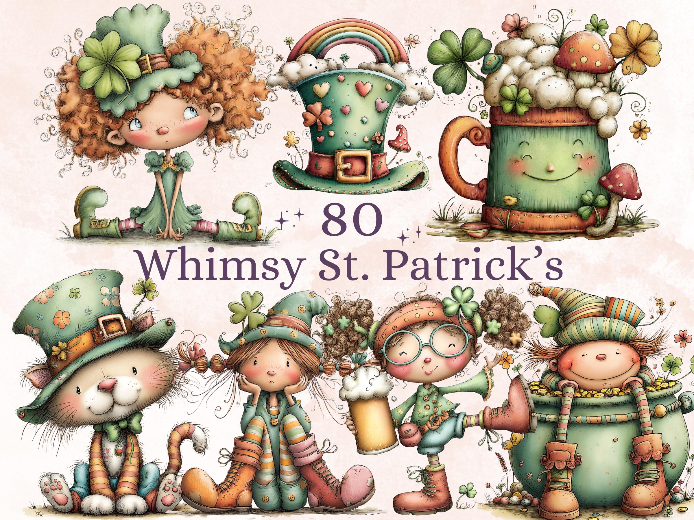 Whimsy Patrick St Patrick’s Day Clipart Bundle, Whimsical Quirky Irish Leprechaun PNG ...