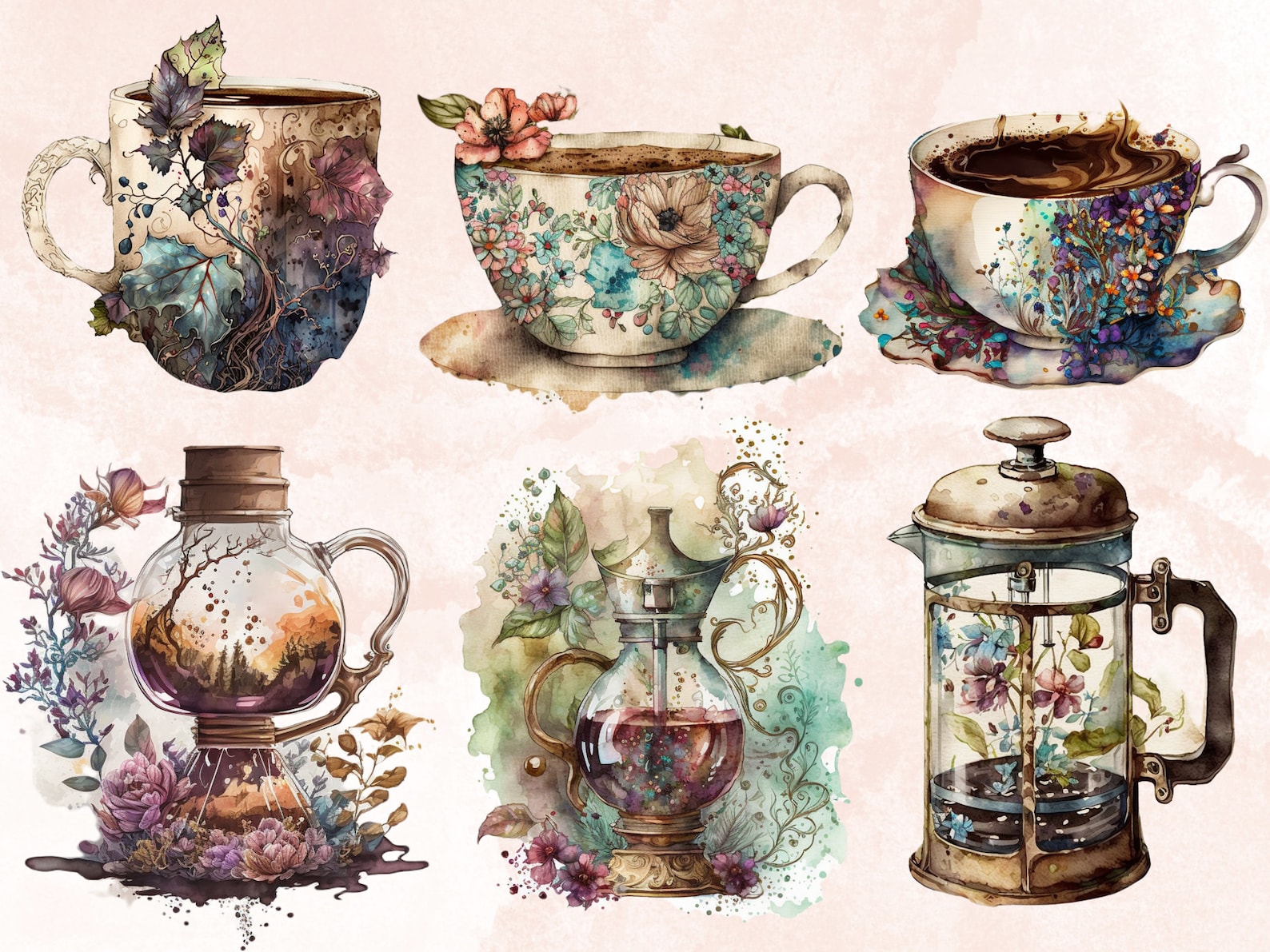 22 PNG Watercolor Coffee Time Clipart, Coffee Clip Art, Coffee Shop ...