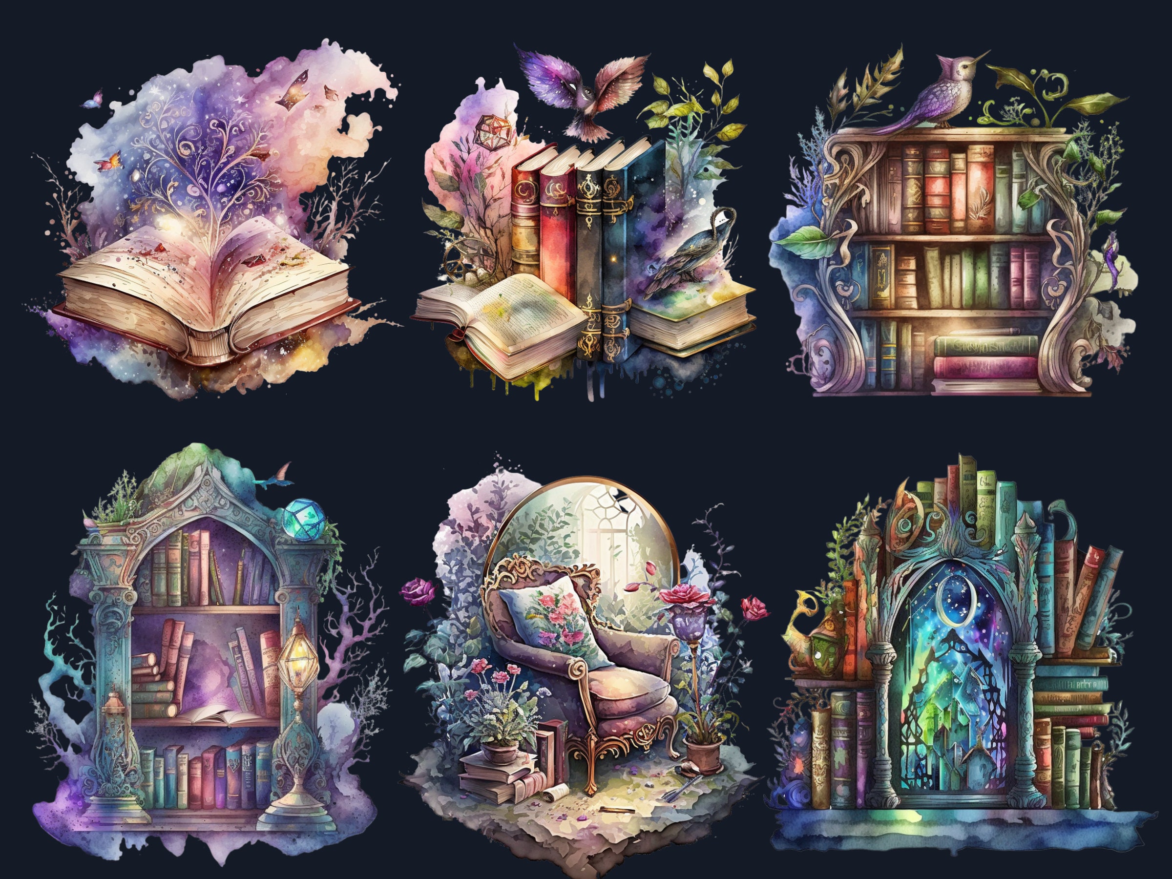 33 PNG Watercolour Fantasy Reading Clipart, Fantasy Books Clip Art ...