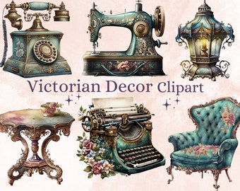 33 PNG acquerello vittoriano Decor Clipart, Vintage Decor png bundle, epoca vittoriana Decor clip art png, oggetti d'antiquariato vintage e sovrapposizioni