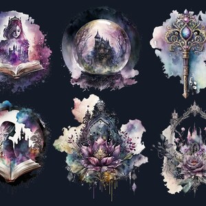 26 PNG Watercolor Gothic Princess Clipart, Princess Clip Art Watercolour Bundle, Gothic Clip art png, Dark Fairytale Fantasy PNG Bundle