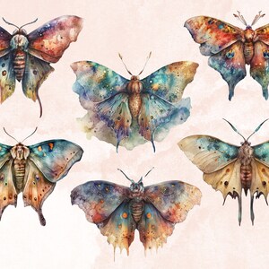 18 PNG Watercolour Magical Moths Clipart, Moths Fantasy style, Mystical Butterflies clipart, Fantasy Butterfly png bundle, Mystical Pagan png