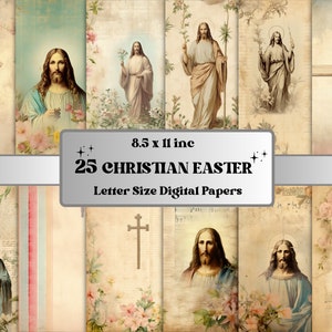 Printable Christian Easter Digital Paper, Cross Ephemera Collage, Easter Jesus Pages, Faith Junk Journal Kit, Scrapbooking, Card Making