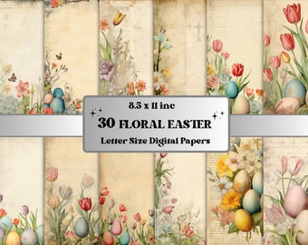 Printable Vintage Easter Digital Paper, Retro Spring Ephemera Collage ...