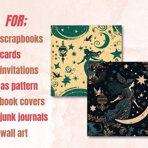 Celestial Witch Digital Paper, Witch Junk Journal Paper Pack, Printable ...