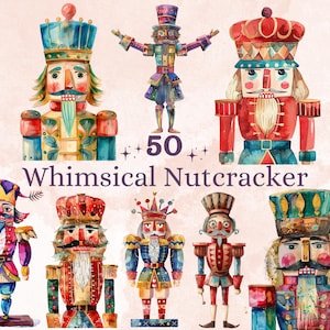 50 PNG Whimsical Nutcracker Clipart, Ilustrações de Natal Peculiares Clip art, Jolly Quirky Nutcracker png, Whimsical Winter Xmas Sublimation