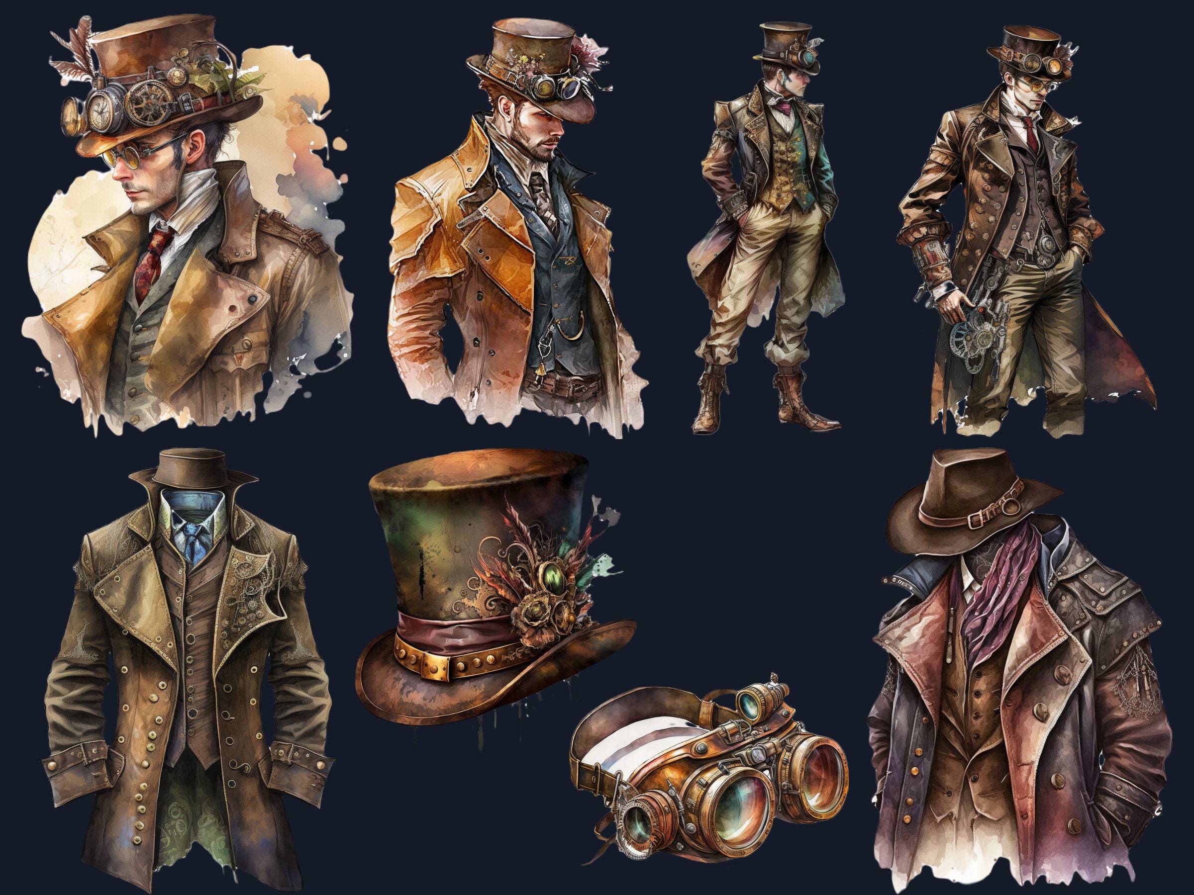 32 PNG Watercolour Steampunk Gentleman Clipart Steampunk Man - Etsy ...