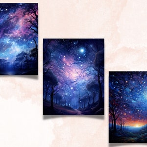 Printable Starry Galaxy Digital Paper, Starry Night Sky Background ...