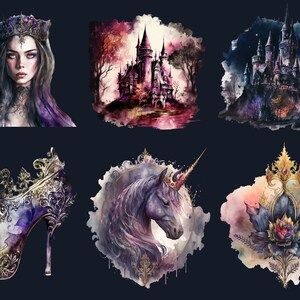 26 PNG Watercolor Gothic Princess Clipart, Princess Clip Art Watercolour Bundle, Gothic Clip art png, Dark Fairytale Fantasy PNG Bundle