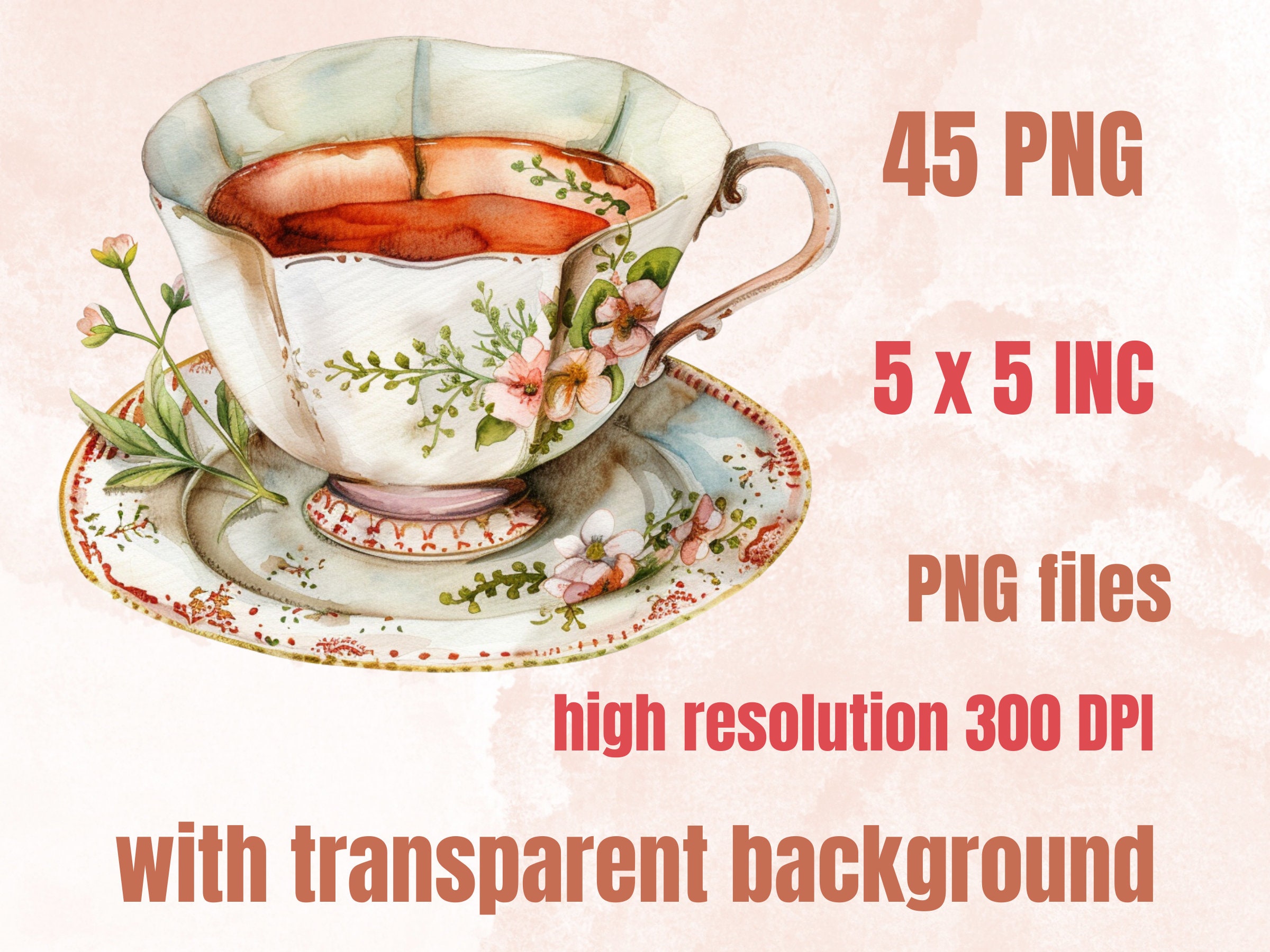 45 PNG Watercolor Spring Tea Time Clipart, Floral Spring Tea Party ...