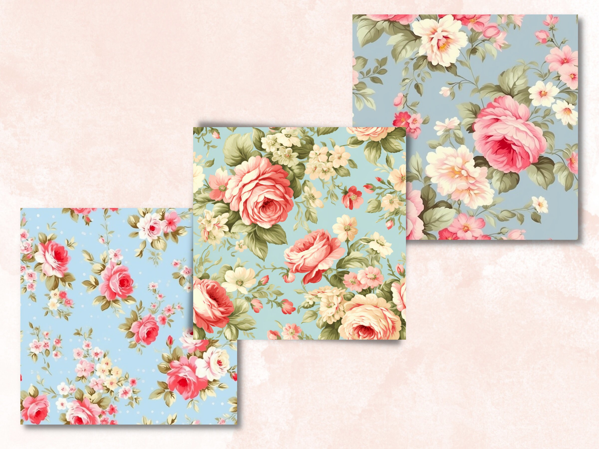 Seamless Vintage Flowers Digital Paper, Shabby Chic Floral Seamless ...