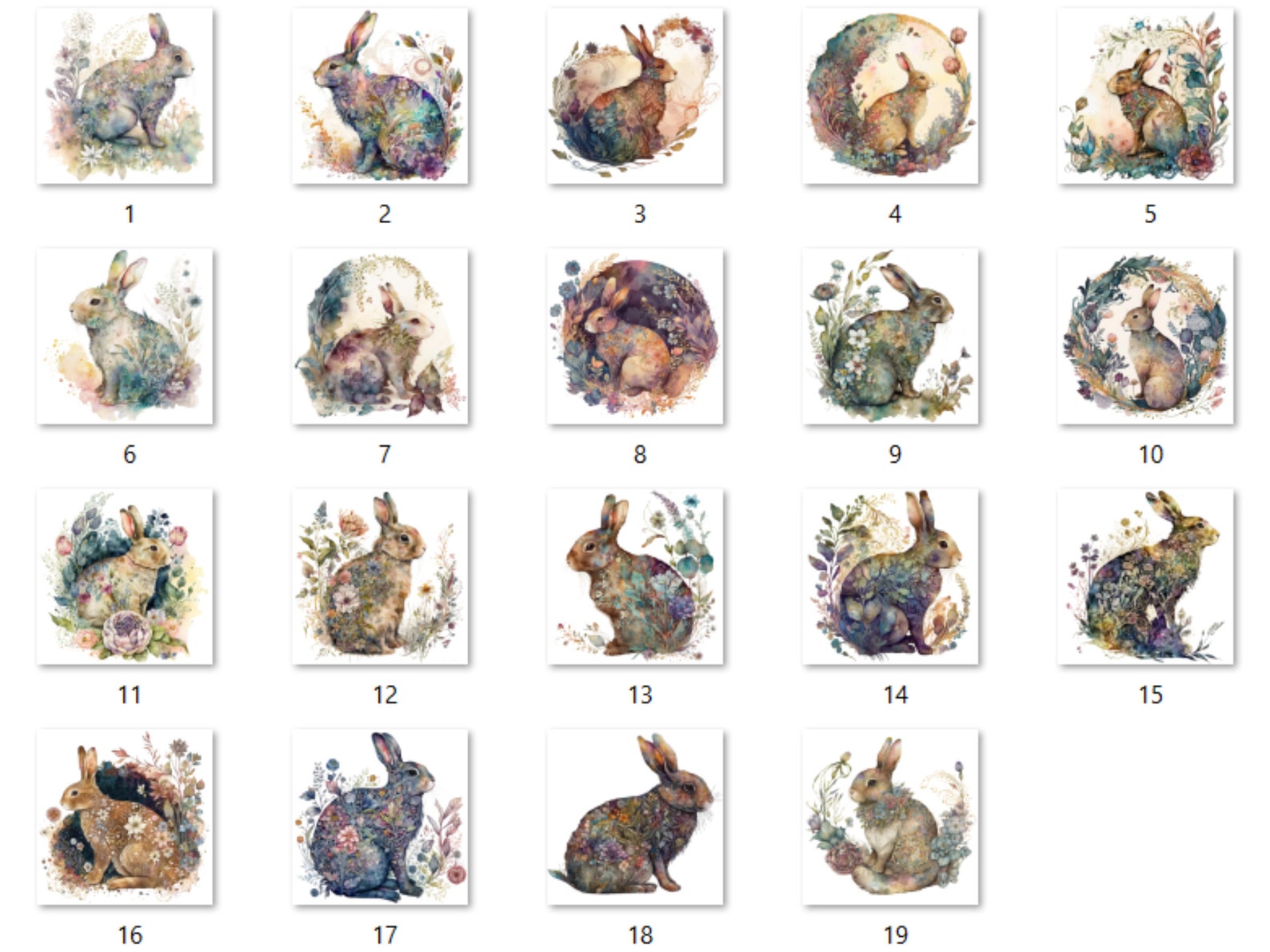 Spring Watercolour Rabbits 19 PNG Watercolor Floral Rabbits Clipart, Rabbit Clip Art Watercolour ...