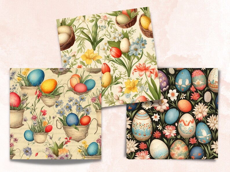 Seamless Vintage Easter Digital Paper, Retro Easter Bunny Seamless ...